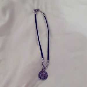 Silpada black leather and oxidized silver pendant necklace